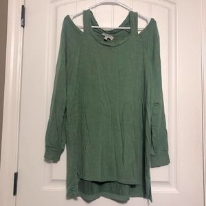 Green Kenneth Cole cold shoulder sweater